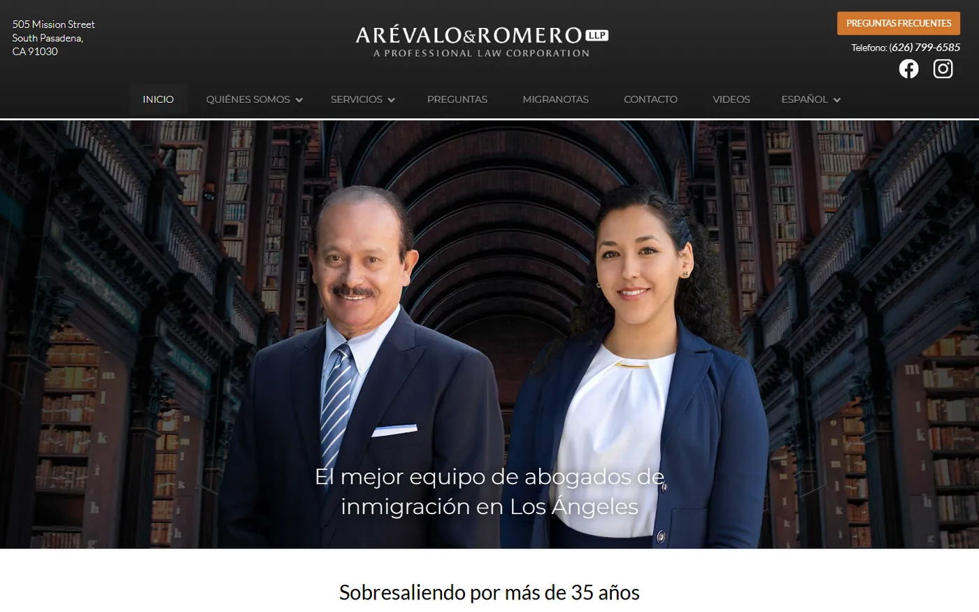 Arévalo & Romero law firm website